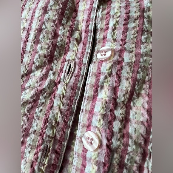 Vintage Carroll Reed Womens Pink White Plaid Button Up Short Sleeve Shirt Medium - Picture 6 of 9